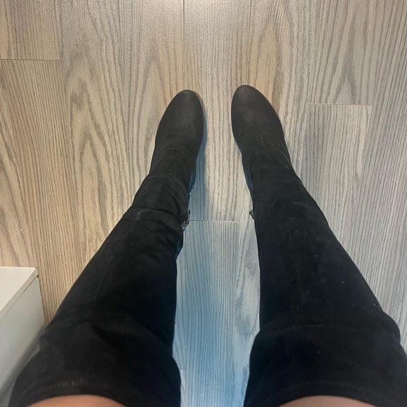 Guess x Marciano Thigh-High Black Suede Boots - Picture 3 of 5